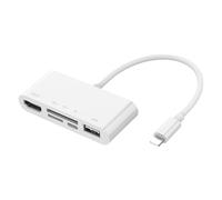 Adaptateur 5 en 1 pour Iphone/Ipad vers HDMI, Hub avec lecteur de carte, Port de charge Compatible avec les périphériques USB