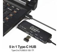 Adaptateur 5 en 1 universel USB type-c vers USB 3.0, multi-ports, lecteur de carte TF, OTG, pour PC, tablette, accessoires de séparation USB