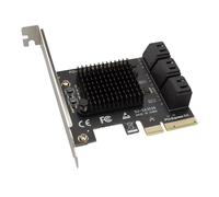 Adaptateur 6 Ports SATA III vers PCI Express 3.0 X4, carte d'extension pour Windows, Mac, NAS, LINUX, 6Gbps