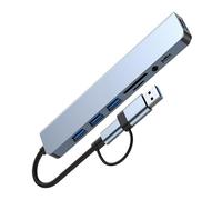 Adaptateur 8 ports USB de type C avec emplacements pour petites cartes USB, port audio de 3,5 mm et données C pour divers appareils, transfert de données rapide