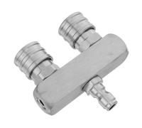 Adaptateur à Double Buse 1/4in en Acier Inoxydable pour Lavage | Double Sortie, Raccord Rapide, Installation Facile, Réduit les Efforts, pour Murs Extérieurs et Grands Véhicules
