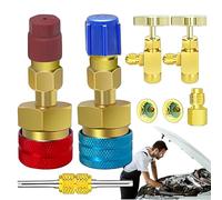 Adaptateur AC en laiton - Coupleur de tuyau de charge, ajustement de conversion HVAC | Ensemble de fixation de soupape de connexion rapide, composant de joint métallique fileté + kit de recharge du cl