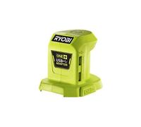 Ryobi - Chargeur USB 2 Ports (2,1 A et 1,0 A) Rapide - 100% Rétro-Compatible avec Les Batteries 18V One+ - Détecteur d'Intensité de Charge - Idéal Camping, Chantier - R18USB-0
