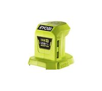 Ryobi - Chargeur USB 2 Ports (2,1 A et 1,0 A) Rapide - 100% Rétro-Compatible avec Les Batteries 18V One+ - Détecteur d'Intensité de Charge - Idéal Camping, Chantier - R18USB-0