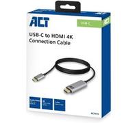 Adaptateur ACT USB-C vers DisplayPort - 4 K @ 60 Hz, Longueur du câble : 0,15 m, boîtier en Aluminium.