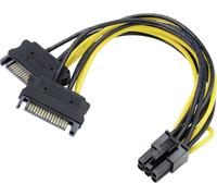 Adaptateur Akasa alimentation [2x Alimentation SATA mâle 15 pôles - 1x PCIe mâle 6 pôles] 0.15 m noir, jaune