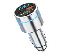 Adaptateur allume-cigare avec transmetteur FM, Bluetooth 5.3, chargeur de voiture rapide PD 30 W et QC3.0 18 W entièrement métallique, compa