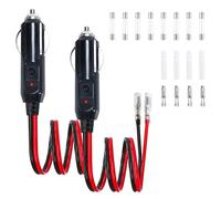 Adaptateur Allume-Cigare Mâle 12V/24V avec Câble 16AWG, Prise Allume-Cigare Secteur Universelle, Voyant LED et Fusible 15A pour Onduleur Voiture, Pompe à Air et Appareils Électriques