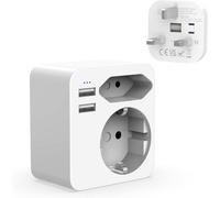 Adaptateur Anglais, Francais Deux Ports USB 2.4A, France vers UK avec Prise European and Schuko, Type G Utilisation Au Royaume-Uni