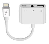 Adaptateur iPhone / iPad Lightning vers USB et Jack 3.5mm et Lightning Blanc