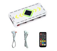 Adaptateur ARGB 1 à 9 broches 5 V 3 broches pour ventilateur PWM avec contrôleur ARGB intégré et support à distance sans fil (blanc)