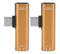 Adaptateur Audio 2 pièces USB C à 3.5 MM, Adaptateur de Prise Casque 2 en 1, Adaptateur de Distributeur de Casque de Chargeur de câble Audio d'assistance pour téléphone Portable(Or)