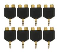 Adaptateur Audio 3,5mm Mâle vers 2 Femelles Cinch 8 Pièces | Connecteurs Moulés à Angle Droit, Contacts Plaqués Or, Signal Stable et Silencieux pour TV et Installation Av