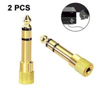 Adaptateur audio 6,35 mm femelle vers 3,5 mm mâle - Lot de 2, plaqué or, durable et compact
