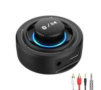 Adaptateur Audio Bluetooth pour Autoradio/Chaîne Hi-FI, Récepteur Bluetooth sans Fil avec Appels Mains Libres, Low Latency, Jack AUX 3.5mm/Câble RCA, 18h d'Autonomie, Contrôle du Volume