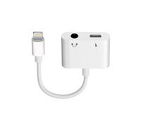 Adaptateur Audio/Charge Lightning vers Lightning et Jack 3.5 mm Pour Smartphone/Tablette Compact Blanc