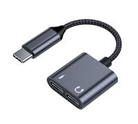 Adaptateur audio de type C - Convertisseur en plastique robuste - Câble de casque 2 en 1 - Modèle compact de 12 cm avec connexion fiable - Accessoire utile pour la lecture du son et les conversations