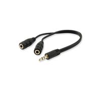 Adaptateur Audio Equip 147941 : Séparateur Noir, 2x 3.5mm Mâle vers 3.5mm Femelle, Câble 0.13m, PVC, RoHS, Dimensions 7x7mm, CE