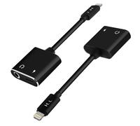 Adaptateur Audio et Charge pour iPhone vers Lightning et Jack 3.5mm Femelle Noir