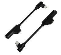 Adaptateur Audio et Charge pour iPhone vers Lightning / Jack 3.5mm Embout Coudé Noir