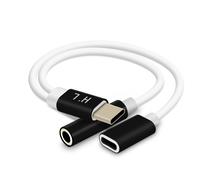 Adaptateur Audio et Charge USB-C vers Jack 3.5mm et USB-C Compact 12cm - Noir