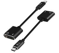 Adaptateur Audio et Charge USB Type C vers USB-C et Jack 3.5mm Femelle noir