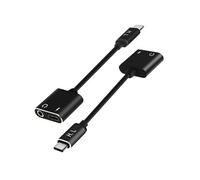 Adaptateur Audio et Charge USB Type C vers USB-C et Jack 3.5mm Femelle noir