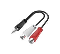 Adaptateur audio, fiche jack mâle 3,5 mm- f. femelle RCA, stéréo