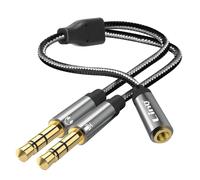 Adaptateur Audio Jack 3.5mm femelle vers 2x Jack 3.5mm mâle Gris