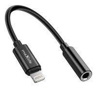 Adaptateur Audio Jack 3.5mm Femelle vers Lightning Mâle Compact 13.5cm Maxlife Noir