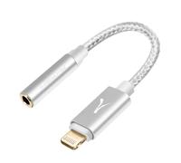 Adaptateur audio Lightning iPhone MFi vers Jack 3.5 mm Nylon Tressé Akashi Argent