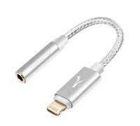 Adaptateur audio Lightning iPhone MFi vers Jack 3.5 mm Nylon Tressé Akashi Argent