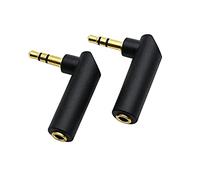 Adaptateur Audio mâle vers Femelle 3,5 mm, Angle Droit à 90 degrés plaqué Or TRS Prise Jack stéréo Compatible avec Casque, tablettes, lecteurs MP3, manettes de Jeu, Haut-parleurs (Lot de 2)