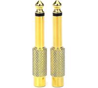 Adaptateur audio mono TS mâle 6,35 mm vers RCA femelle - Lot de 2, plaqué or, compact, résistant à la corrosion