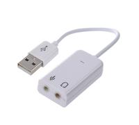 Adaptateur Audio pour Microphone et haut-parleur, 3.5mm, prise pour écouteurs, USB 2.0, carte son, blanc