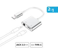 Adaptateur Audio Renforcé USB C 100W PD vers Jack 3.5mm + Charge USB C Blanc + Garantie à vie Force Power Lite