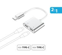 Adaptateur Audio Renforcé USB C 100W PD vers USB C + Charge USB C Blanc + Garantie à vie Force Power Lite