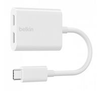 Adaptateur Audio Rockstar USB-C vers un double port USB-C à fonction Pass-Trough Blanc