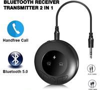 adaptateur audio sans fil 2-en-1 Aux TV Auto Computer Speaker Headphone Transmitter Bluetooth 5.0 Black
