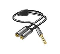 Adaptateur Audio Splitter Jack 3.5mm mâle vers 2x Jack 3.5mm femelle Gris