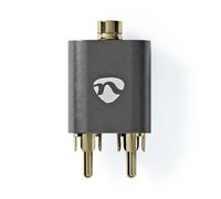 Adaptateur audio stéréo | 2x RCA mâle | 3,5 mm femelle | plaqué or | droit | aluminium | gris avec métal | 1 pc. | Boîte en carton avec fenêtre couverte