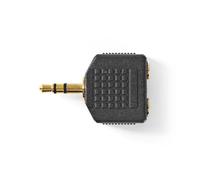 Adaptateur audio stéréo | 3,5 mm mâle | 2x 3,5 mm, femelle | Plaqué or | Droit | ABS | Noir | 10 pcs. | Sac en plastique