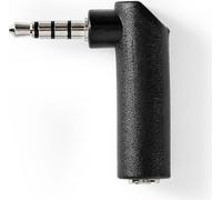Adaptateur audio stéréo | 3,5 mm mâle | 3,5 mm femelle | nickelé | coudé à 90° | métal | noir | 1 pc. | Boîte