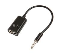 Adaptateur Audio Stéréo de 18 cm, Connecteur jack 3,5 mm Mâle vers Double Connecteur Femelle, Casque et Microphone, pour Téléphone, MP3, Ordinateur et CD - Noir - Straße Tech ®