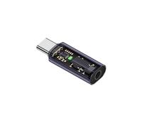 Adaptateur audio Type-C vers 3,5 mm - Décodeur DAC Hi-Fi pour un son stéréo clair | Prend en charge le contrôle de ligne, Plug & Play (violet transparent)