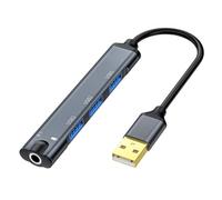 Adaptateur Audio USB 4 en 1 Hub USB avec Port Audio 3,5 Mm, Prise en Charge Casque et Microphone Tout-en-Un, 3 * USB + Port Audio 3,5 Mm, Pilote Plug and Play pour
