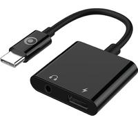 Adaptateur Audio USB-C vers Jack 3.5mm et Charge USB-C 60W Compact 12cm Noir