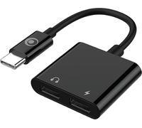 Adaptateur Audio USB C 60W PD vers USB C + Charge USB C 12cm Noir Bigben