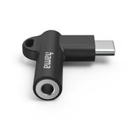 Adaptateur aux. USB-C ? jack femelle 3,5 mm, fiche coudée 90°, Noir