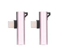 Adaptateur audio USB C vers 3,5 mm, pack de 2 adaptateurs de charge audio 2 en 1 USB C vers prise audio avec port de charge pour téléphone et tablette Matériau ABS robuste Style (Rose)